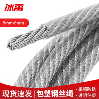 冰禹 BYC-115 304不锈钢钢丝绳 PVC包胶涂塑绳 1米 (结构7*19)5mm/6mm 1个