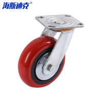 海斯迪克 塑芯韩式脚轮 HK-5023 8寸万向轮 红色 PU 1个