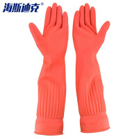 海斯迪克 植绒加长手套 HK-5166 M 橘红色 1双