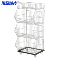 海斯迪克 超市斜口篮 HKW-54 490*430*1100*mm 白色 四层(含顶篮) 1个
