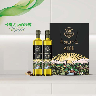 启航6A冷榨有机山茶油礼盒500MLX2.