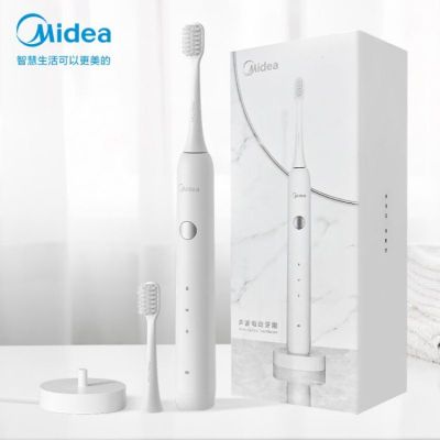 美的(Midea)电动牙刷男女成人软毛声波全自动送礼物 防水感应式充电 2刷头 MR1系列冰川白MC-AJ0101