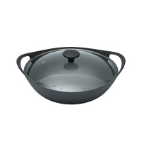 归.禾器 归禾-双耳铸铁炒锅32cm(玻璃盖)