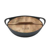 归.禾器 归禾-双耳铸铁炒锅36cm(玻璃盖)