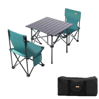 飞图乐 苍松绿-铝合金折叠桌椅三件套方桌 ZDZY110100