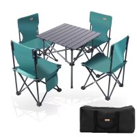 飞图乐 苍松绿-铝合金折叠桌椅五件套方桌ZDZY110200
