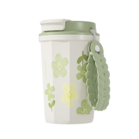 独角犀Rhinolife 双饮口陶瓷内胆咖啡杯 春绿海棠 TD50202701.