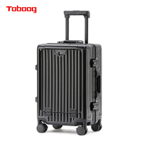 途帮TOBOOG 前开口多功能带杯架USB接口铝框箱锁扣密码箱拉杆箱 2311 20寸 黑色