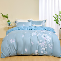 水星家纺四季四件套床盖式斜纹棉质200×230cm色织印花设计大方适用1.5m床