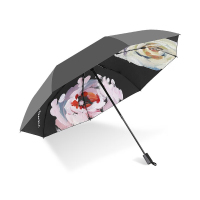 C'mon 油画花影黑胶三折伞 1把