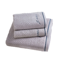 洁丽雅(grace) 7254+7253 家用纯棉1浴巾+2毛巾组合装 EVA袋装 灰色