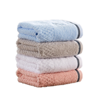 洁丽雅(grace) 7256A纯棉绣花简约素雅方巾四条装 红*兰*白*灰各一条 EVA袋装