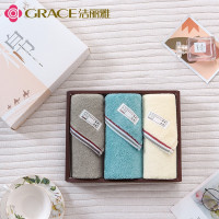 洁丽雅(grace)毛巾家纺 纯棉原素生活面巾三条装 原素3 72*32cm