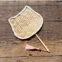 小猫款带流苏兔头布贴材料包diy竹编扇子