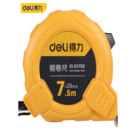 得力(deli) 7.5米钢卷尺盒尺伸缩尺米尺公制 7.5m*25mm DL9075B 黄