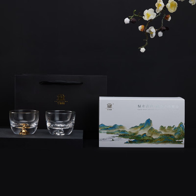 个杯堂 绿水青山 金山银山品茗对杯礼品 玻璃水晶杯