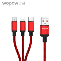 沃品 LC927快充线1一拖三适用于苹果Type-c安卓手机充电线1.2米