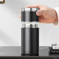 屿茗黑金钢茶水分离杯订制不锈钢内胆高档便携式户外口袋杯