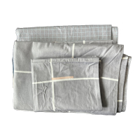 钰春鹏 灰格条纹三件套 被套160*215cm床单160*220cm枕套46*72cm /1套