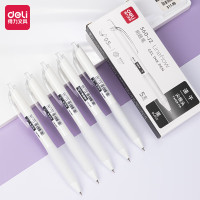 得力(deli)速干顺滑按动中性笔0.5mm尖锥头黑色3支S60-JZ(无盒)