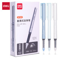 得力(deli)直液式走珠笔0.5mmST笔头黑色12支/盒SF105