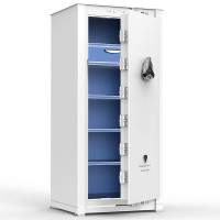 虎牌保险柜家用办公大型指纹密码保险箱国标认证豪华高端防盗柜收纳皮革抽屉柜 150cm天籁系列 月影白