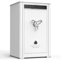 虎牌保险柜家用办公大型指纹密码国标认证豪华高端防盗柜收纳皮革抽屉柜85cm天穹系列云锦白[定制款]