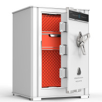 虎牌(tiger)保险柜家用办公大型指纹密码国标认证豪华高端防盗柜收纳皮革抽屉柜 65cm 天穹系列 云锦白