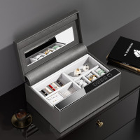 虎牌(tiger)保险柜家用小型指纹密码保险箱皮革首饰盒智能收纳箱蓝牙全钢防盗床头抽屉柜保管柜浅灰色彩漾系列