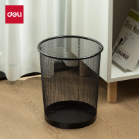 得力(deli)小号圆纸篓9188黑(只)234x191x275mm金属丝网喷塑工艺