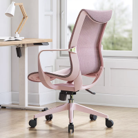 西昊人体工学电脑椅 M77C-104/樱花粉/PP脚/固定扶手/粉框(张)