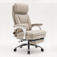 西昊人体工学电脑椅 L6C-102-JT/米白色/头层牛皮+西皮/联动扶手/4级/钢脚(张)