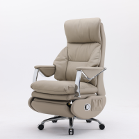 西昊人体工学电脑椅 L8E-102/米白色真皮+西皮/联动扶手/4级/钢脚/电动功能皮椅(张)