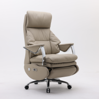 西昊人体工学电脑椅 L8EW-102/米白色真皮+西皮/联动扶手/4级/钢脚/双电动功能皮椅(张)