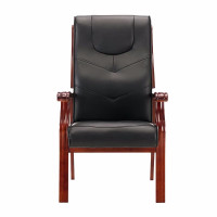 呈本 办公椅实木会议椅皮质带扶手 SBGY011HZ