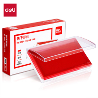 得力(deli)138*88mm透明外壳方形快干印台印泥 办公用品 红色9864