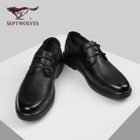 七匹狼(SEPTWOLVES)皮鞋男百搭男鞋舒适正装鞋商务休闲鞋德比鞋 黑色 42码