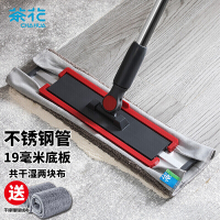 茶花(CHAHUA) 平板拖把家用一拖净家用墩布不锈钢杆伸缩洗地拖布共2块替换布