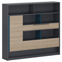 奥派克(AOPIK) 文件柜 W2400*D400*H1900 灰蓝木配色高级 易搭配