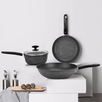 荣事达(Royalstar) 炒锅煎锅汤锅麦饭石三件套不粘锅家用厨房套装RG-TZ03SN 32炒锅+24煎锅+24汤锅