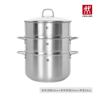 双立人 汤锅蒸笼不锈钢炖锅24cm厨房家用蒸煮燃气电磁炉通用 Nova Plus 汤锅蒸笼三件套 24cm