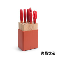 双立人(ZWILLING)Now S刀具7件套家用厨房不锈钢菜刀水果刀切片 石榴红 7件套
