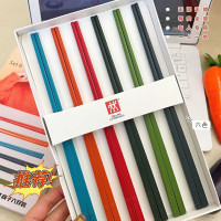 双立人 德国双立人家庭用筷子6双装防滑彩色分类筷子套装合金筷抑菌防霉 家庭用筷子6双装防滑彩色分类