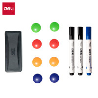 得力白板配件套装 白板笔3(黑色2蓝色1)白板擦1磁钉8 白板搭配套装33313