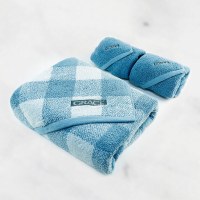 洁丽雅(grace)纯棉毛巾浴巾3条装 毛巾*2+浴巾*1 140*70CM+74*34CM(单位:条)蓝色