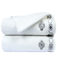 洁丽雅(grace)5A级抗菌防螨毛巾2条装纯棉加大加厚全无捻绣花五星级酒店类面巾80*36cm110g(单位:条)白色