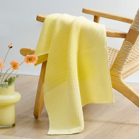 富安娜(FUANNA) 清韵系列素色纯棉蜂窝毛方浴三件套(黄) 100%棉 浴巾*1条面巾*1条方巾*1条