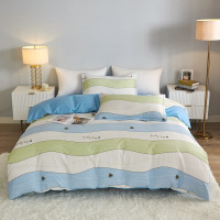 啄木鸟 匹马棉四件套(蓝格调) 棉四件套 蓝条纹 200*230cm