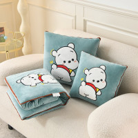 啄木鸟 萌萌熊抱枕被 40*40cm 可爱抱枕被 一拉一展抱枕变被 使用超方便