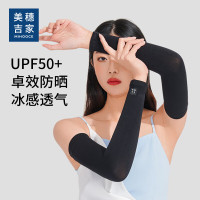 美穗吉家 针织冰袖 黑色 MIHH-2408091 冰袖防晒冰丝护臂袖套男女套袖开车套指护袖 黑色